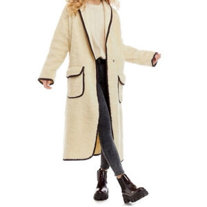 Free People Irresistible Teddy Cardigan Coat | Plush Faux Shearling Maxi | Large